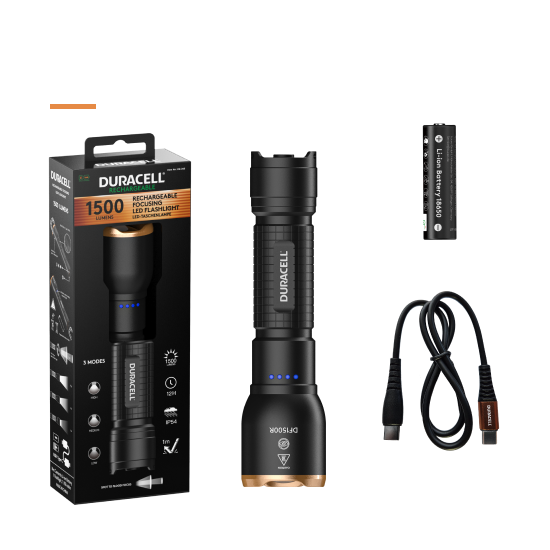 Duracell DF1500R - 1500 lm 1x18650 flashlight