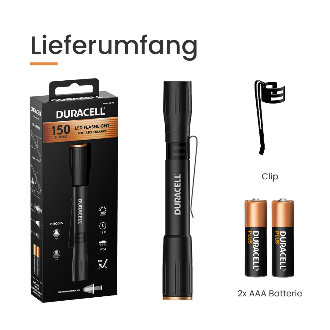 Duracell DF150 - 150 lm 2xAAA Stiftleuchte