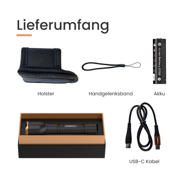 Duracell DF2500R - 2500 lm 1x21700 Taschenlampe