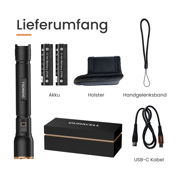 Duracell DF6000R - 6000 lm 2x21700 Taschenlampe