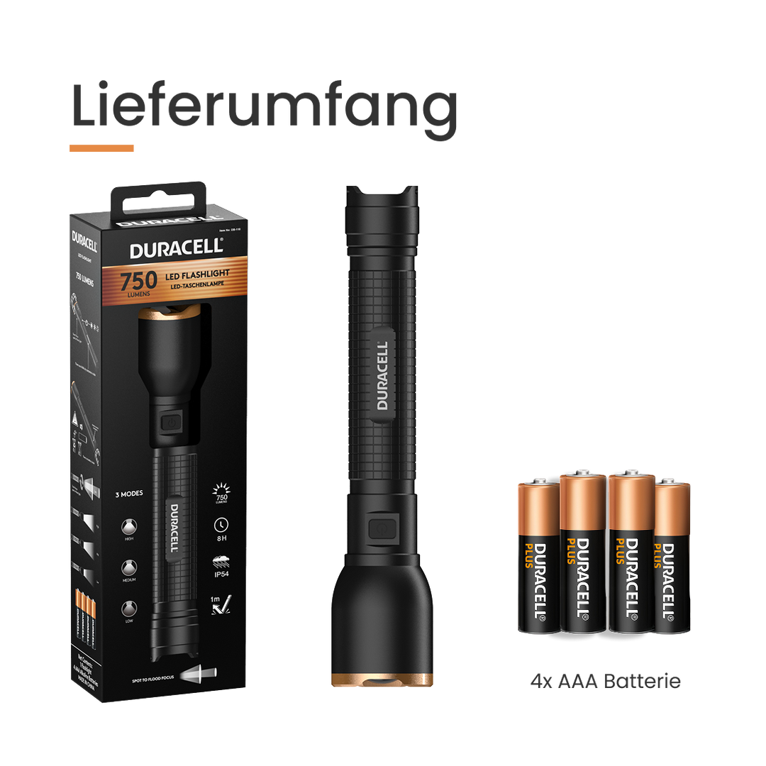 Duracell DF750 - 750 lm 4xAAA Taschenlampe