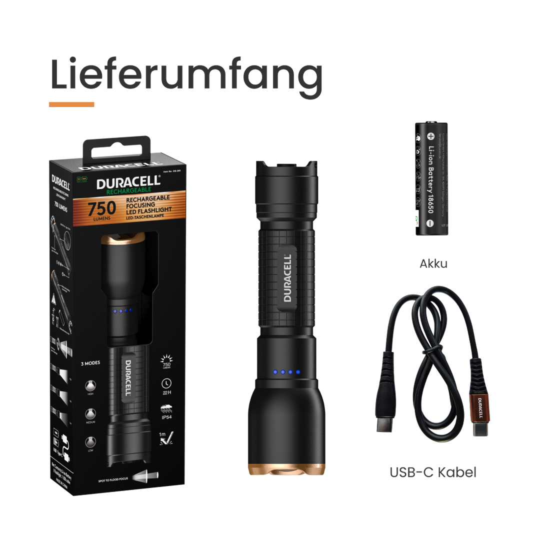 Duracell DF750R -750 lm 1x18650 Taschenlampe