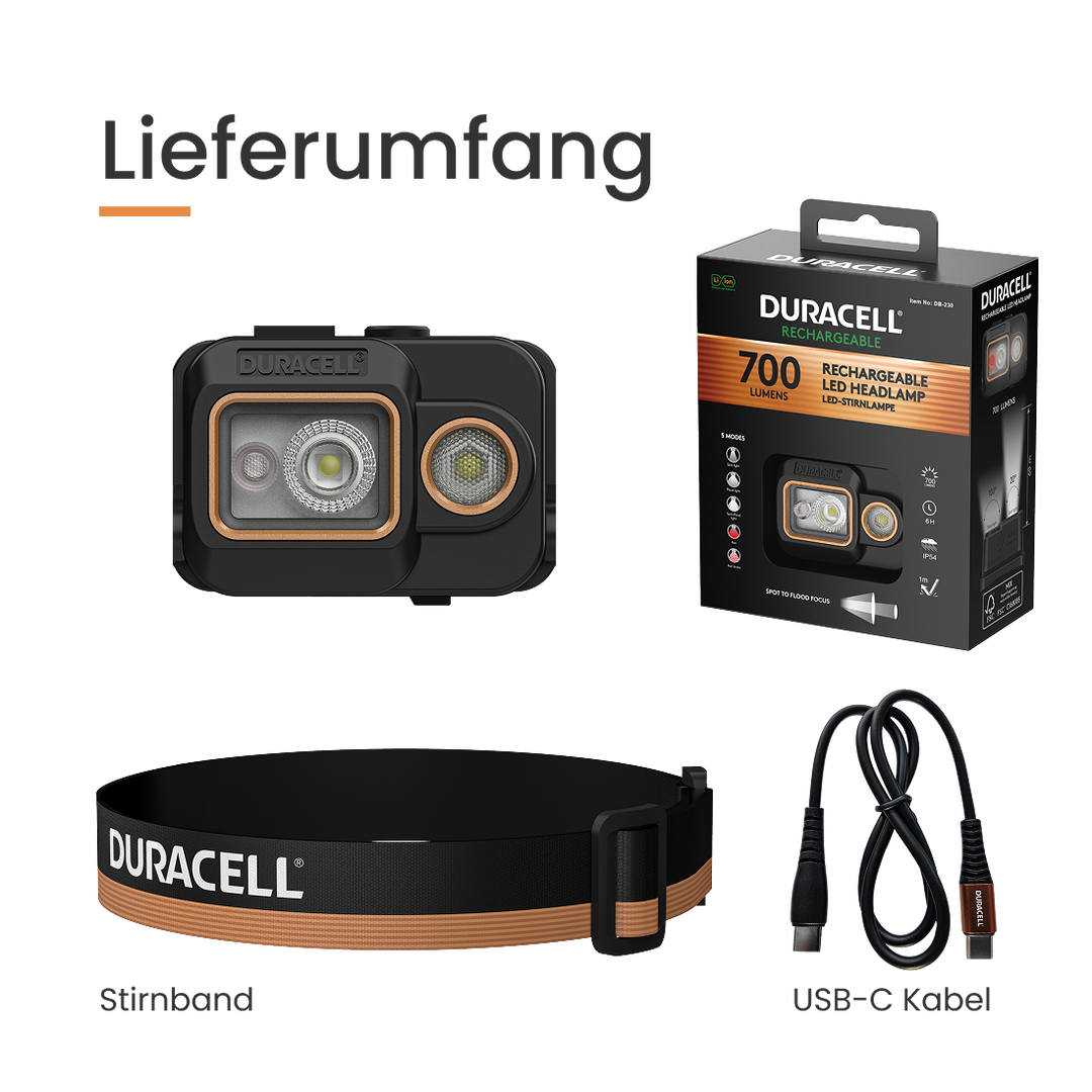 Duracell DH700R - 700 lm LiPo Stirnlampe