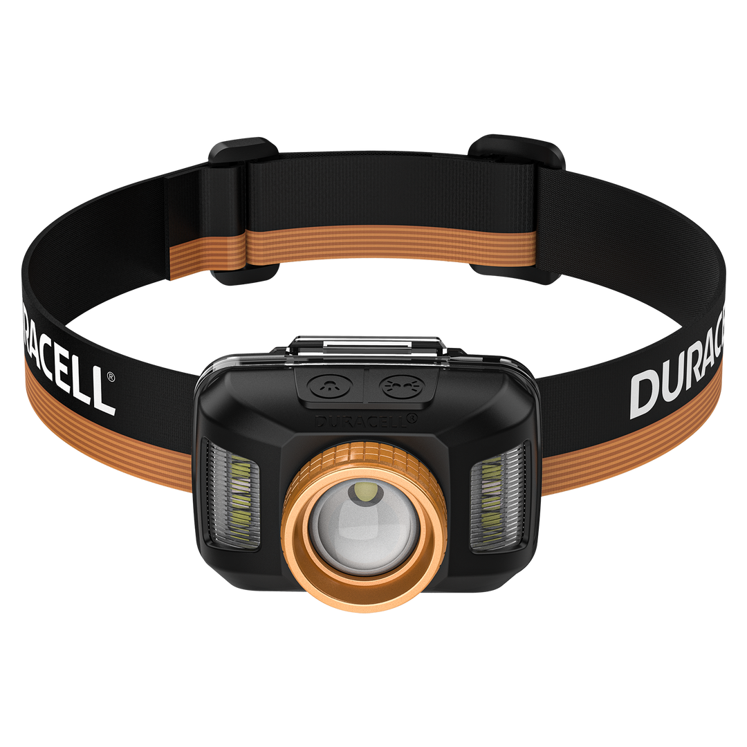 Duracell DH400 LED Stirnlampe Frontalansicht mit LED Lichtquelle